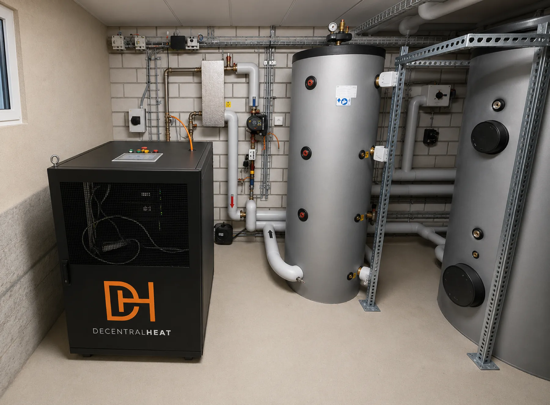 DH Rack - Plant room with buffer tanks